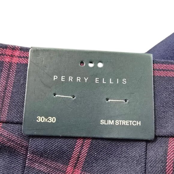 Perry Ellis NWT Windowpane Slim Fit Stretch Pants In Dark Sapphire Sz 30x30 - Picture 8 of 13